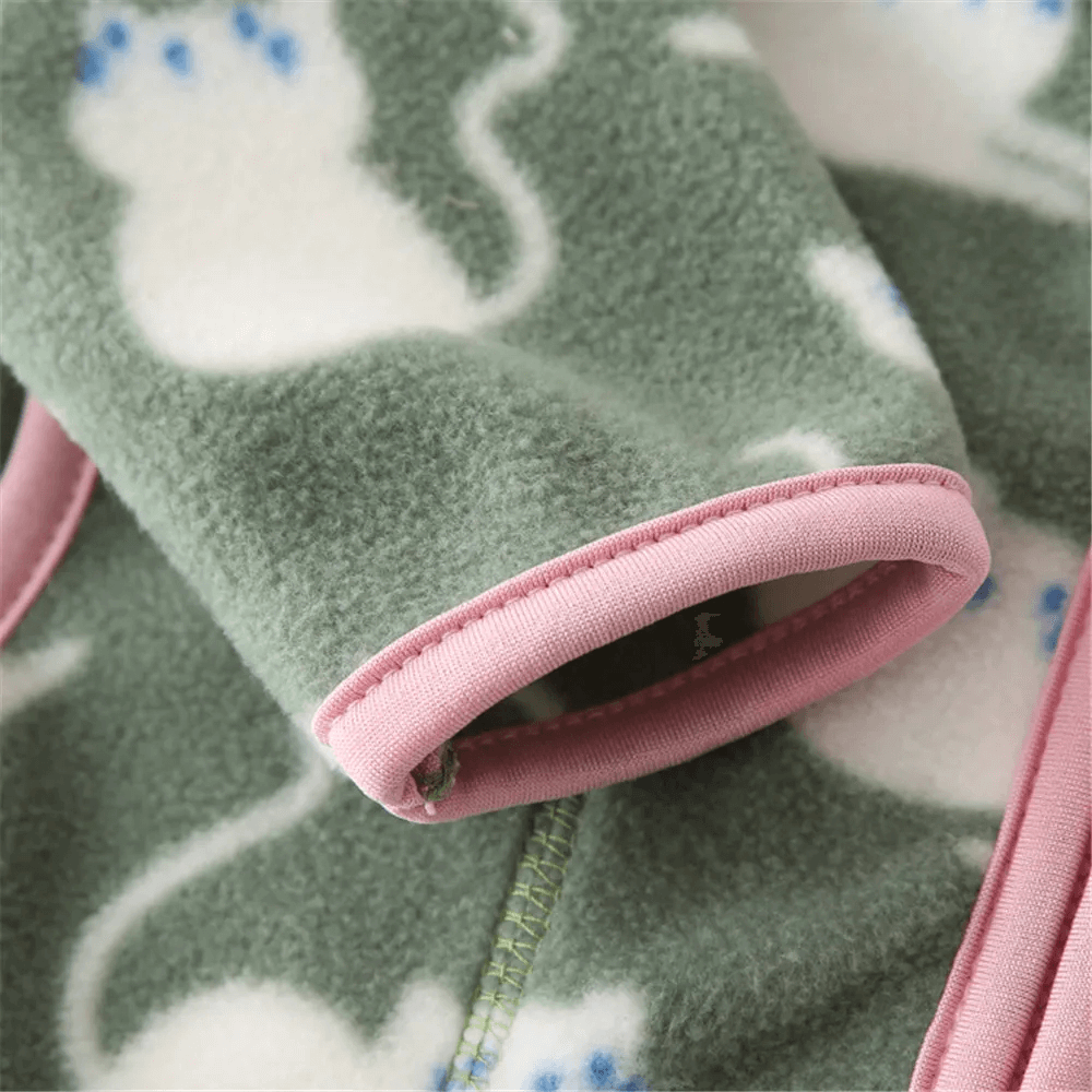 Stylish Fleece Jacket with Print for Boys and Girls - SF3537 close-up showing soft fabric and playful design.